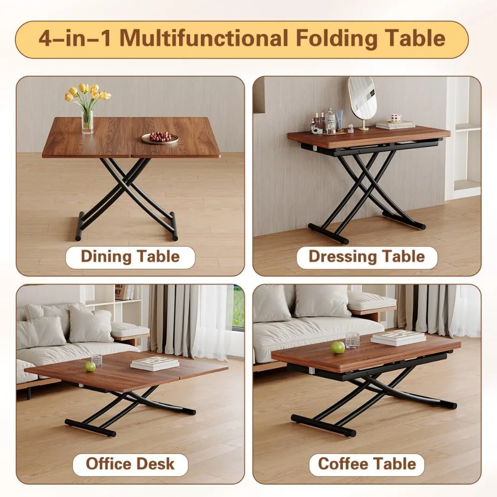 4人用の調節可能な折りたたみ式ダイニングテーブル、狭いスペース用の折りたたみ式テーブル、食べるために持ち上げることができるコーヒーテーブル、傷つきにくい