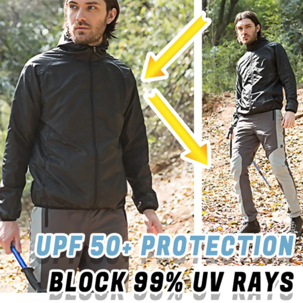 Summer Upf 50+ Uv Sun Protection Skin Coats Camping Rain Hooded Jacket Men Women Waterproof Ultra-Light Windbreaker Sportswear