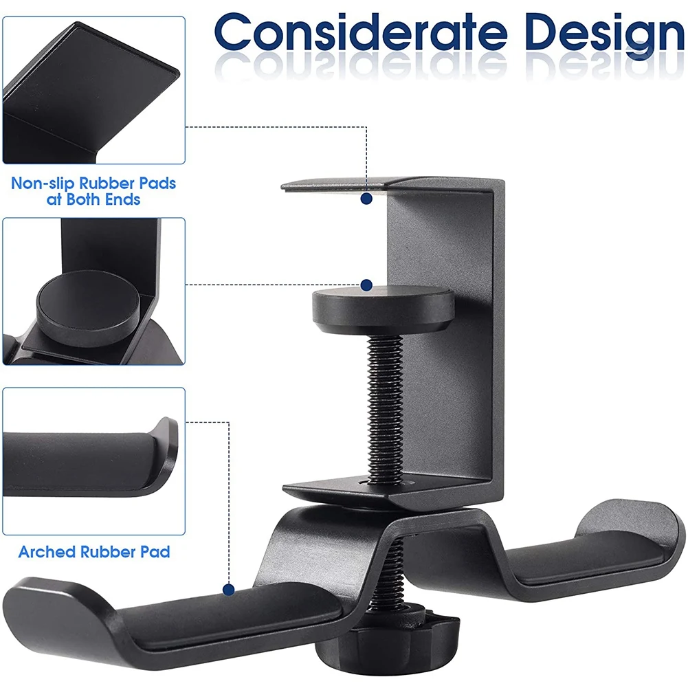 Doppelter Kopfhörer ständer unter dem Schreibtisch, universeller PC-Gaming-Schreibtisch-Kopfhörer halter, um Grad drehbar, Kopfhörer halterung