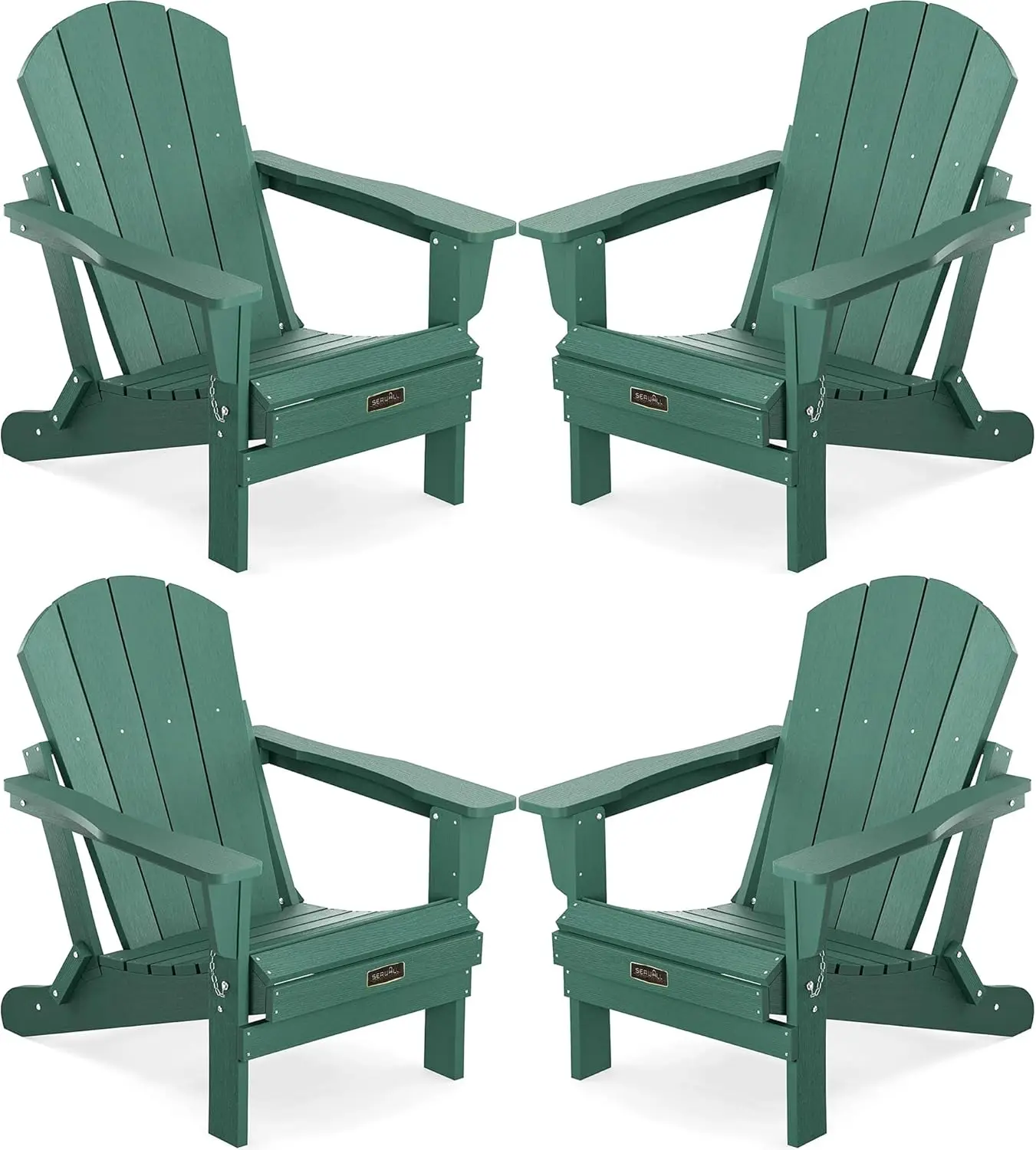 Foldable Adirondack Chair Set Of 4 For Patio Garden Outdoors Fire Pit-Green