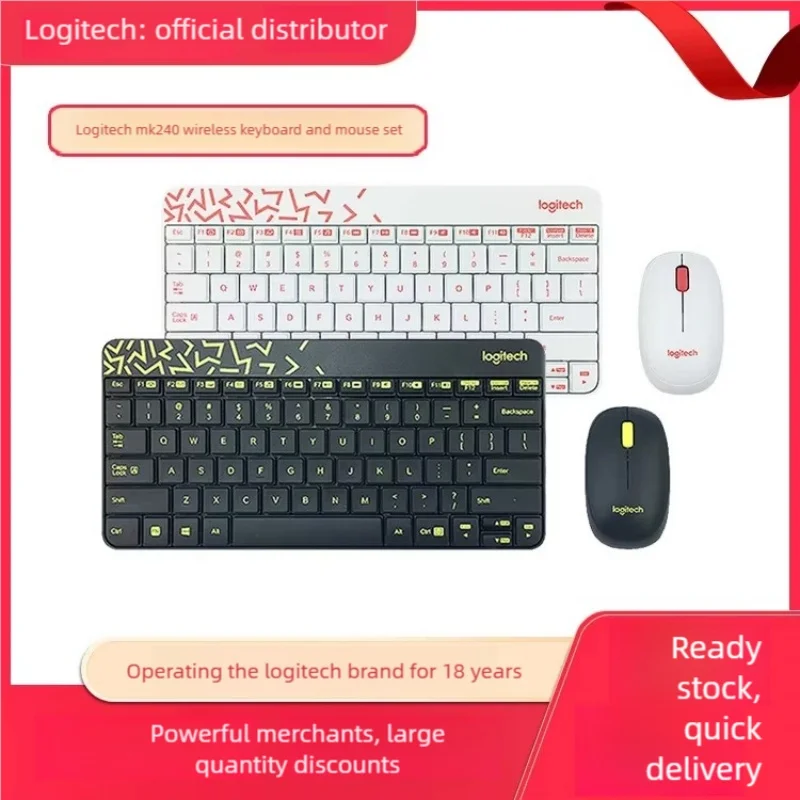 

Logitech Original Wireless Keyboard and Mouse Set Home Office Notebook Mini Cute Keyboard MK240 Set MK245 Black + Mouse Pad