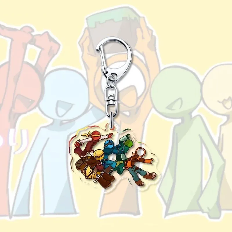 Alan Becker Anime KeyChain Women Key Chain for Men Key Ring Acrylic Car Keyring Party Pendant Japan Cos Girls Gift Pendant view 4