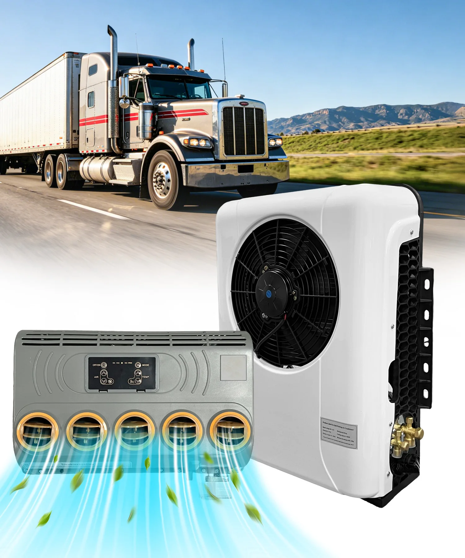 Fahrenheit Temperature Truck Electric Air Conditioner 12V Electric split ac unit For semi truck RV Tractor Bus Boat Automotive