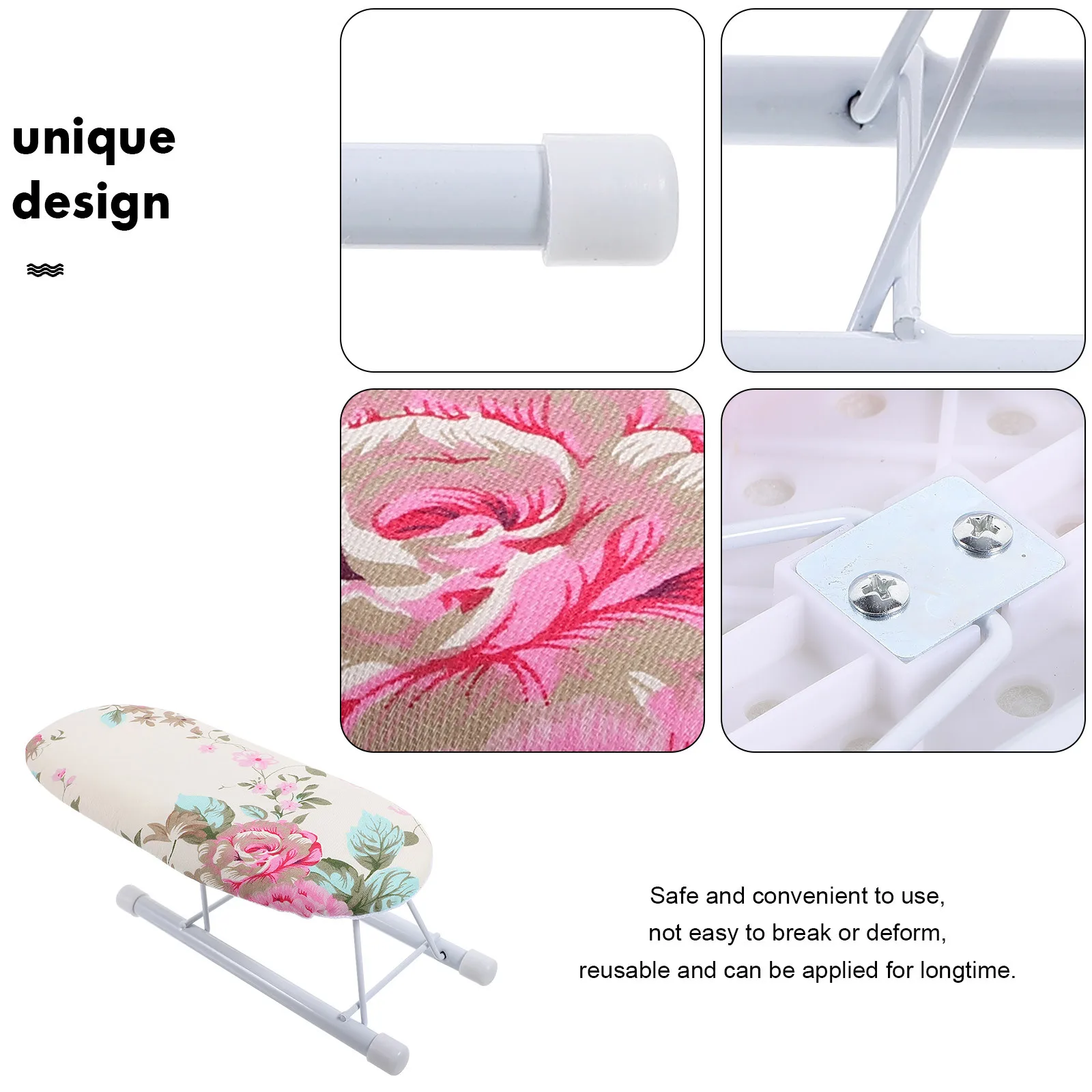 

Mini Ironing Board Foldable Blooming Flower Pattern Portable Sleeve Small Ironing Rack for Home Travel Clothes Refreshing