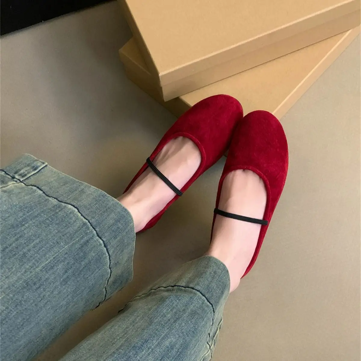 Bailamos New Women Flats Fashion Suede Round Toe Ladies Elegant Ballerinas Shoes Casual Slip On Mary Jane Shoes Mujer