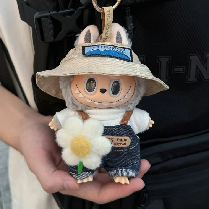 Only clothes no dolls for 17cm Labrador clothing Spring Field Overalls Pants and hat Set First and Third Generation clothing set