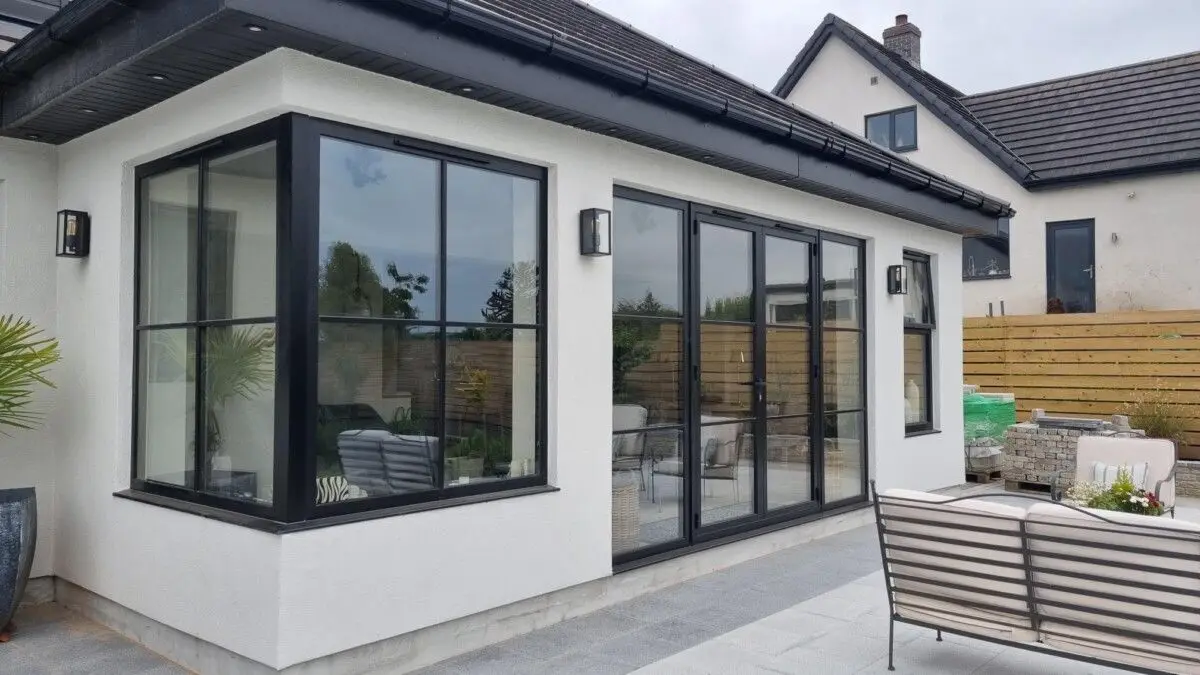 

Simple Black Aluminum Framed Internal French Doors Villa Glazed Double Door with Grill Design Extremely Narrow Swing Door