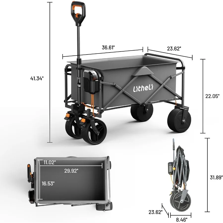عربة عربة كهربائية مع بطاريات مدمجة وإطارات لجميع التضاريس للاستخدام على الطرق الوعرة وتحكم متغير السرعة بسعة كبيرة 200 لتر #3