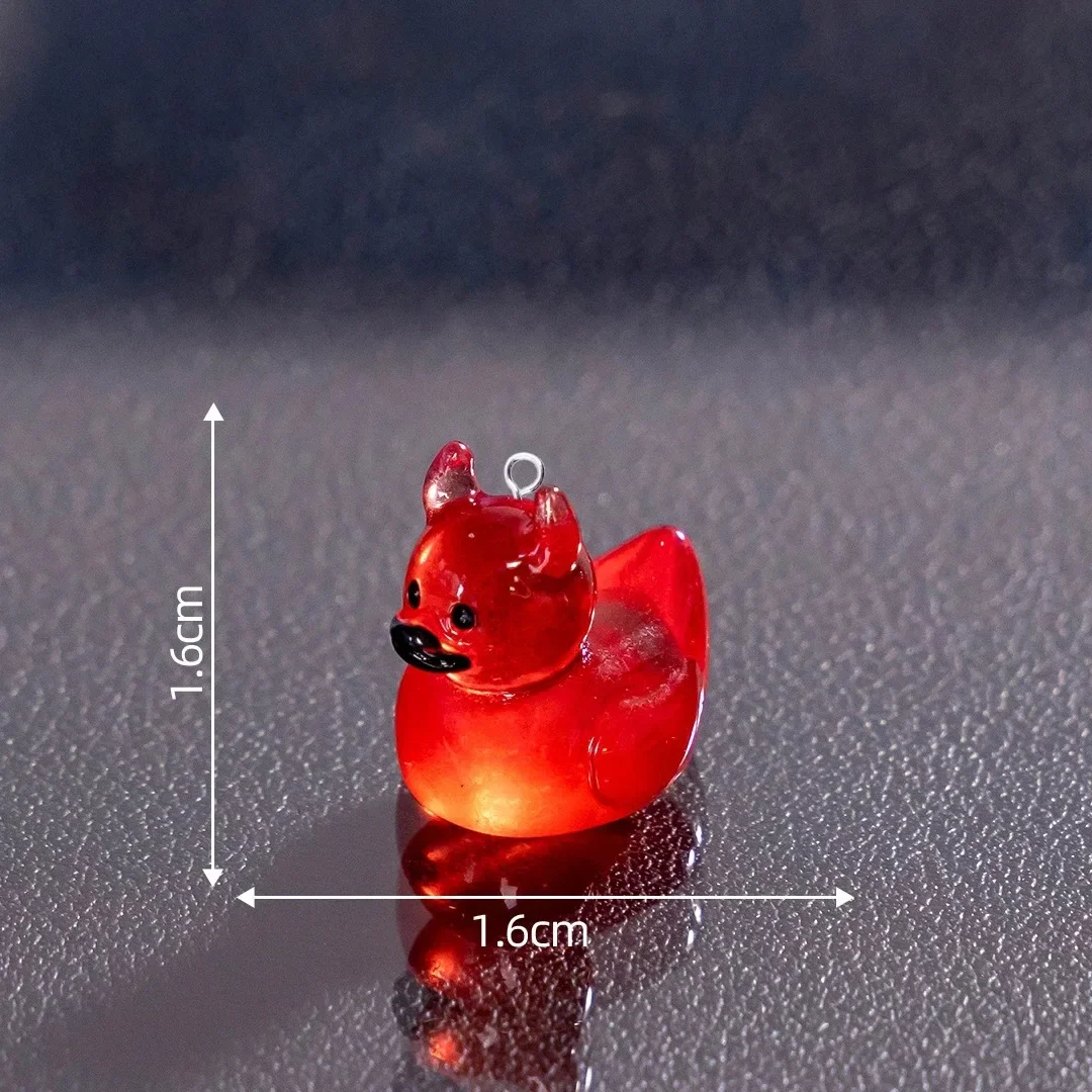 10Pcs Kawaii European Red Demon Duck Resin Charms Halloween Animal Pendants Jewelry Making Findings for DIY Earrings & Keychains
