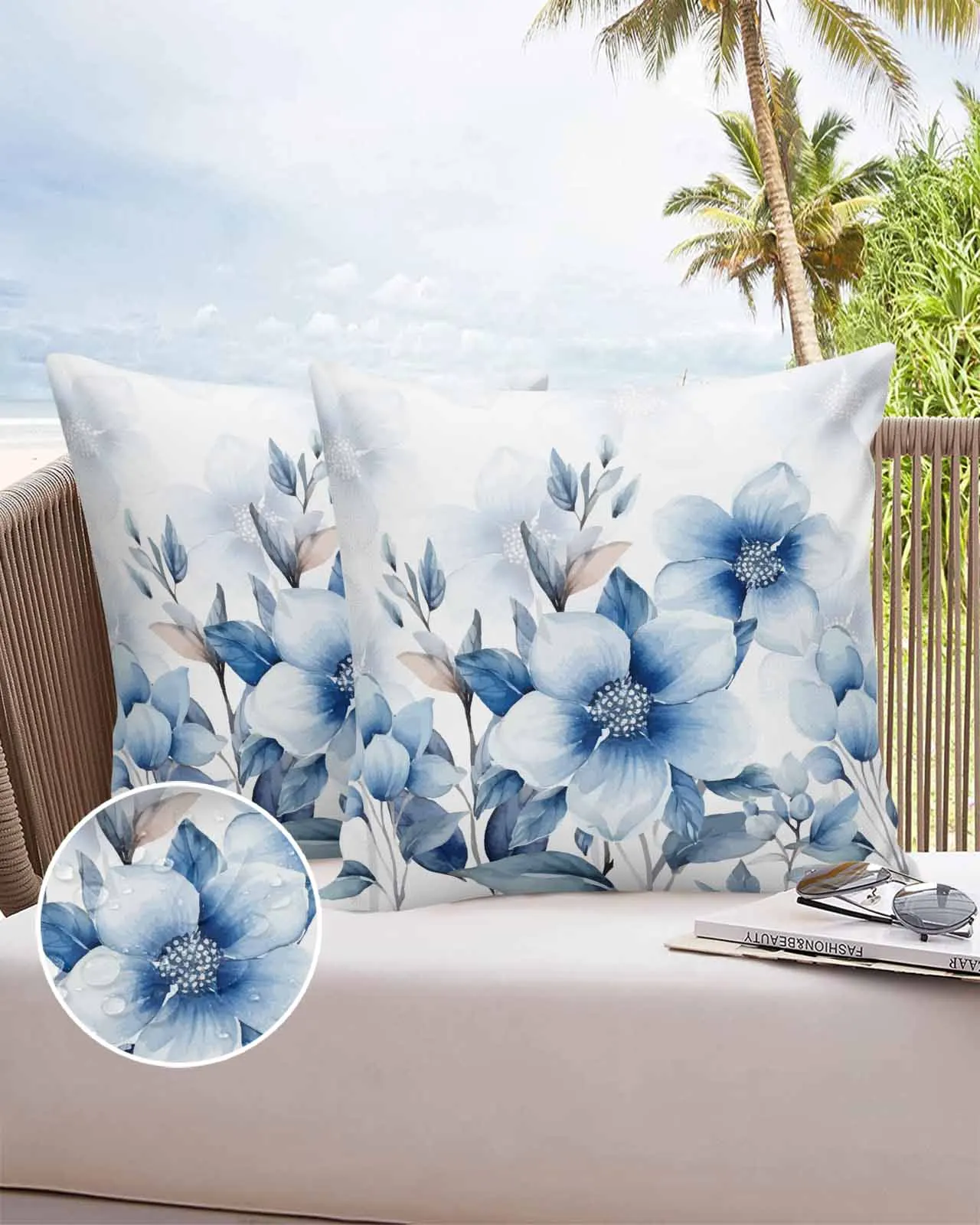 2/4PCS Plant Flower Grass Colors Watercolor Waterproof Cushion Cover For Home Decoration 40/45/50/60/66cm Pillowcase