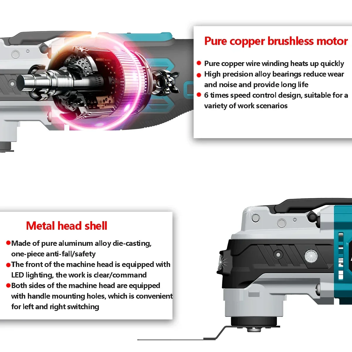 Brushless Electric Oscillating Variable Speed Trimmer Saw Renovator Power Machine Multi-function Tool For Makita 18V Battery