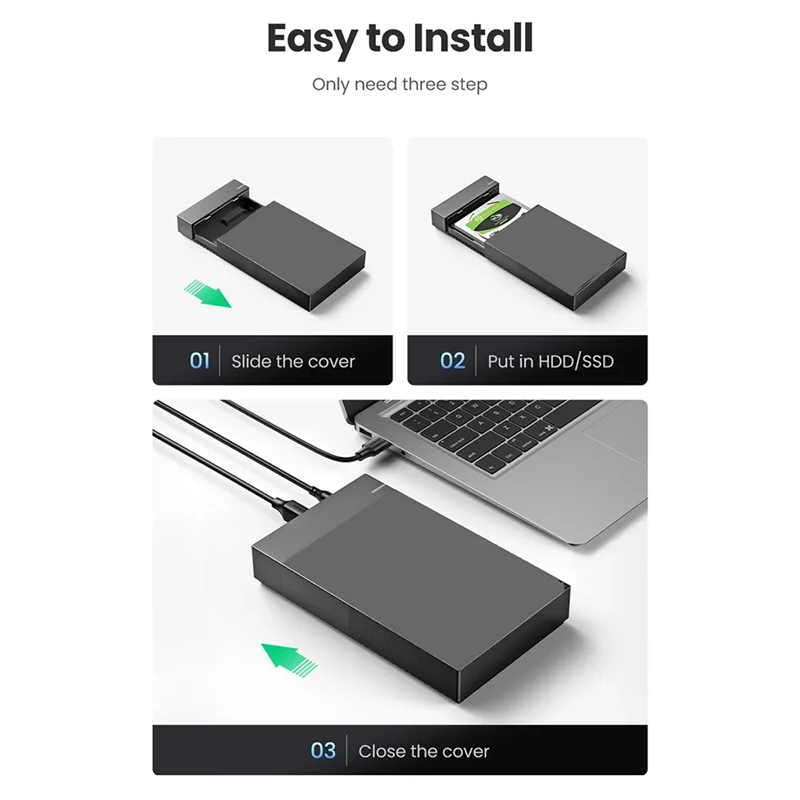 

Durable-USB 3.0 HDD Enclosure For2.5/3.5 Inch SATA Hard Drives Hard Drive Case 10TB Capacity Support Ideal For PC Laptop US PLUG