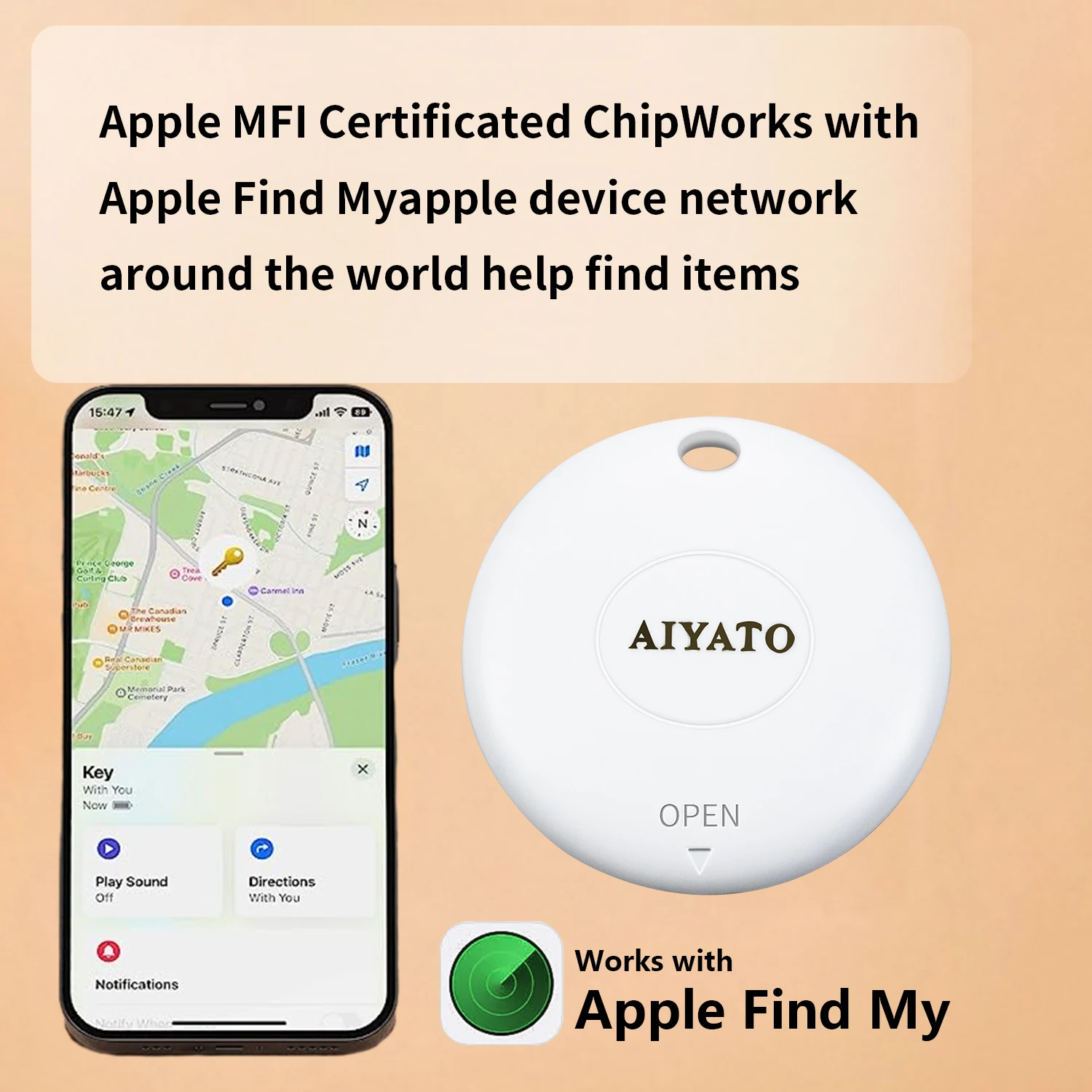 AIYATO Smart GPS Air Tag Mini Tracker Bluetooth Smart Tag Child Finder Pet Car Lost Tracker per sistema Apple IOS trova la mia APP