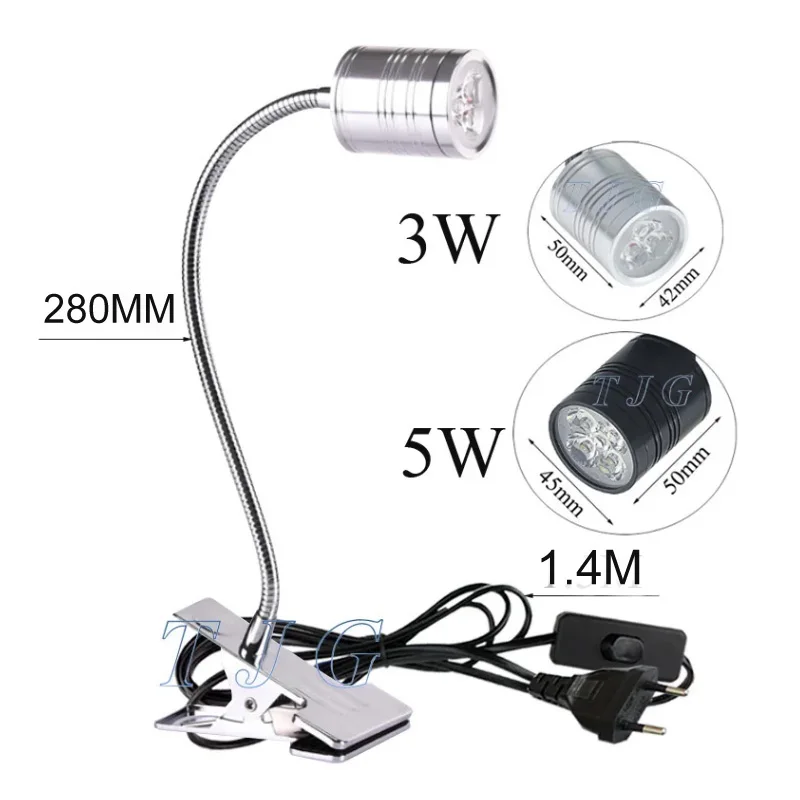 LED table desk lamp EU US Plug with Clip 3W 5W Flexible LED Reading lights Book Lamp 360 degree adjustment AC85-265V