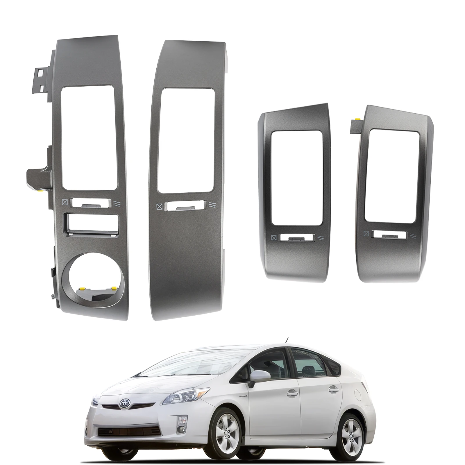 

4 шт., левая и правая центральная панель кондиционера, накладка на вентиляционное отверстие, крышка приборной панели, подходит для Toyota Prius 1.5L 2004-2009