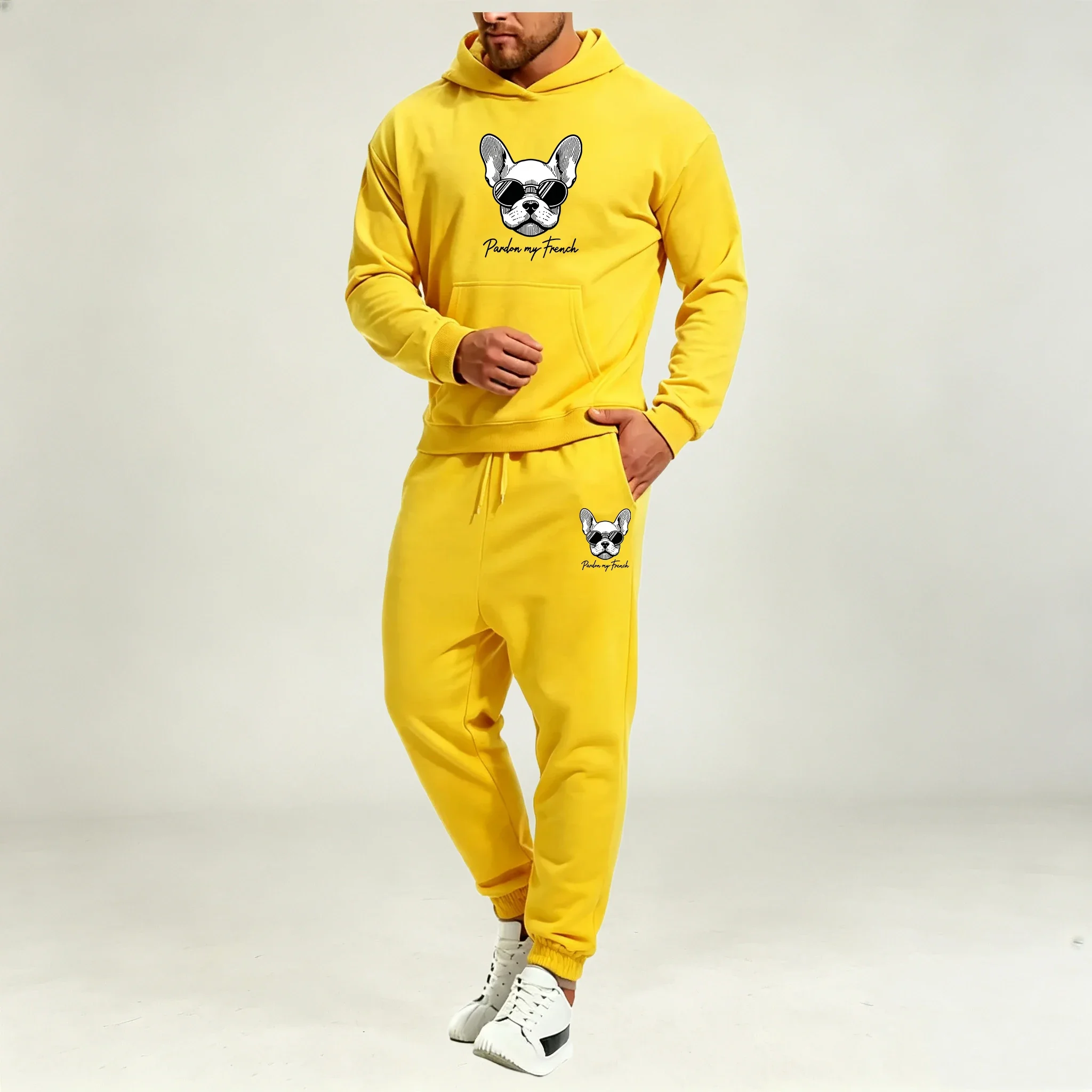 Men Clothing Sets 2Pcs Autumn Winter Sports Casual Fashion Warm Pullover Hoodies Sweatpant Jogging Street Loose Male Outfit Wear