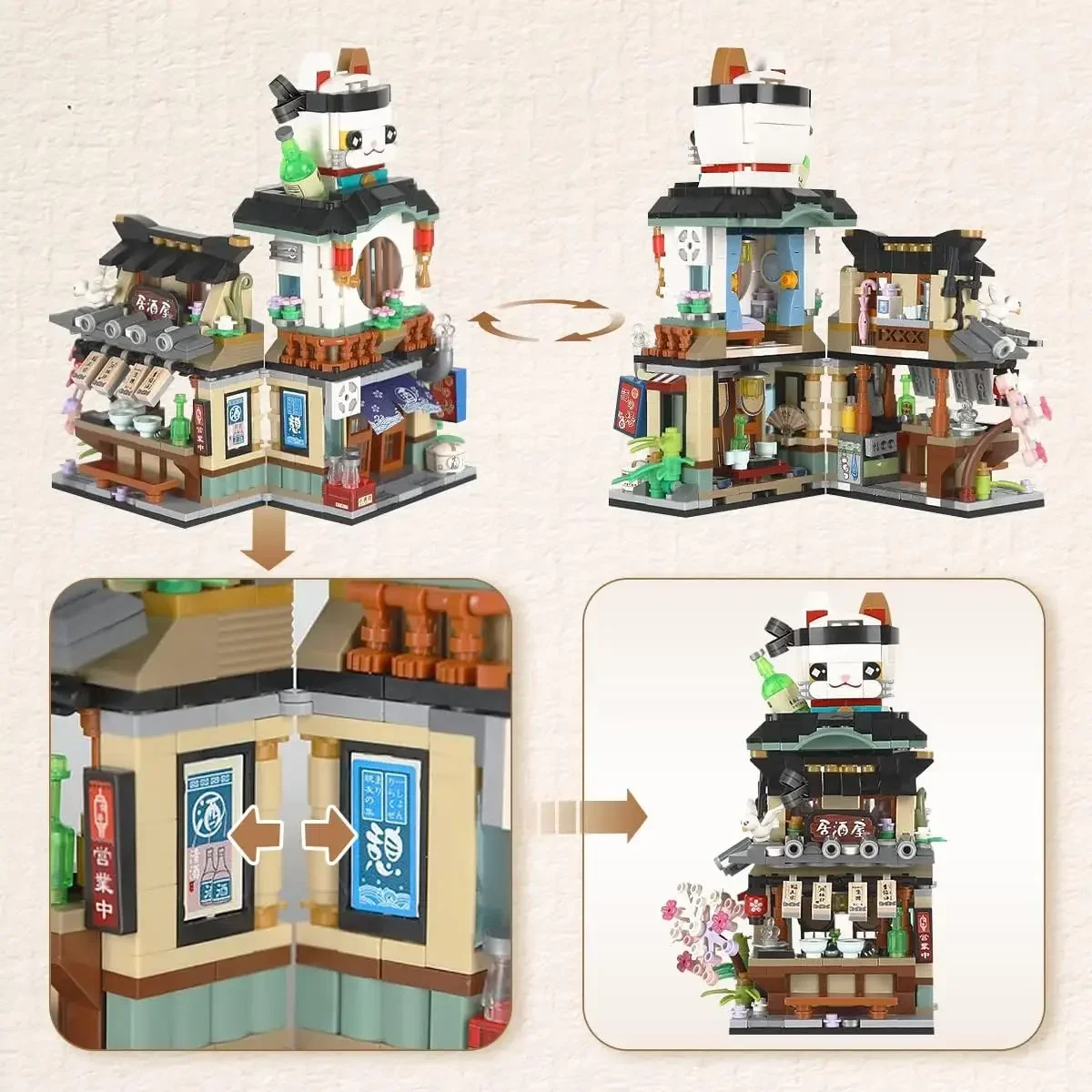 Loz Architecture Street Shop Izakaya Moc Building Blocks Store Japanese Street Scene Puzzle Gift Toy for Adults or Children