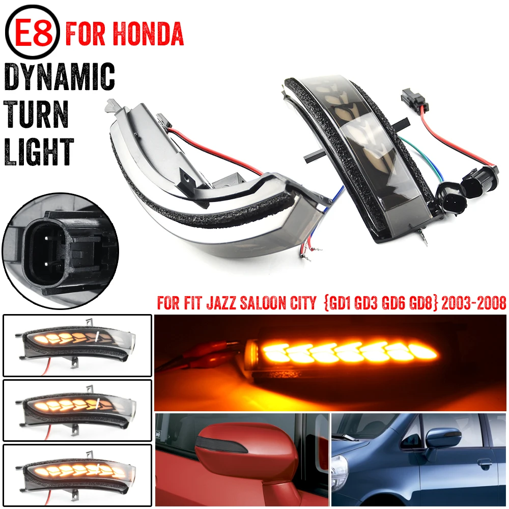 2 Piezas para Honda FIT JAZZ GD1 GD3 Sedán GD6 GD8 CITY GD3 GD6, Luces LED Dinámicas para Espejos Laterales, Intermitentes, Luces de Giro