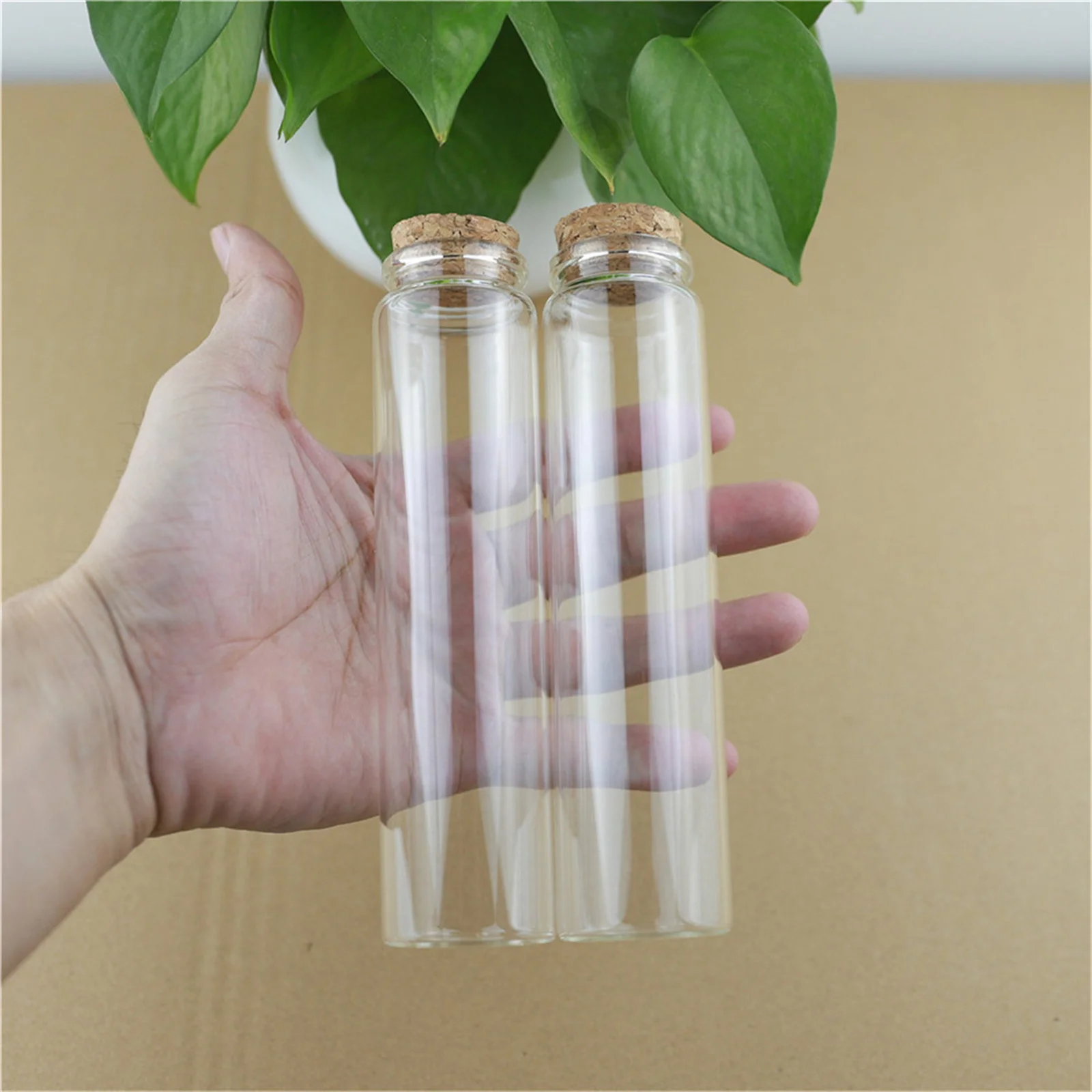 6 PCS 125ml Long Tube Kitchen Storage Bottles Cork 37x150mm Tall Glass Jars for Spaghetti Dry Spices Pasta Pantry Organization