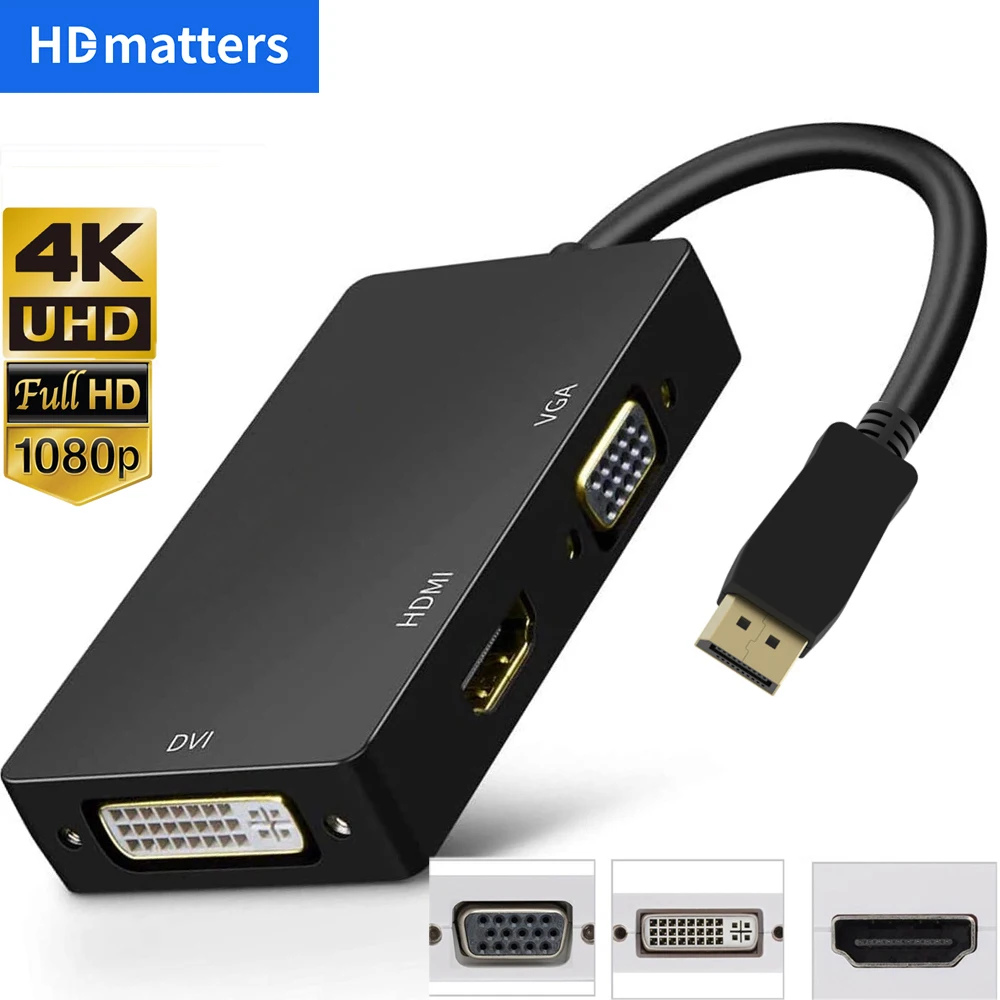 DisplayPort to HDMI 4K DP VGA HDMI DVI Mini Displayport video adapter converter for Nvidia AMD HP Dell Asus PC laptop monitor