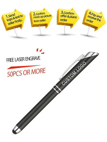 Imagen 2 del producto Bolígrafo De Metal con pantalla táctil, bolígrafo con logotipo personalizado promocional para teléfono, tableta, PC, cuaderno, regalo personalizado