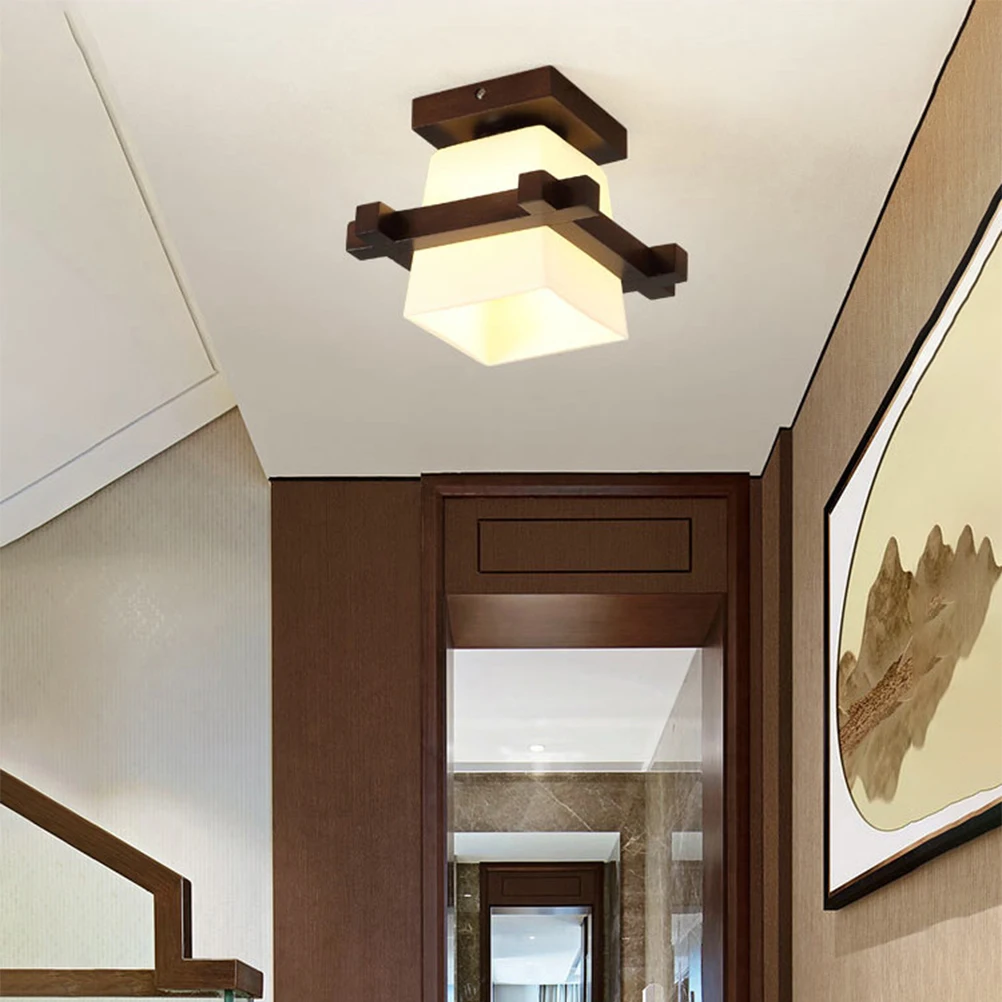 

Wooden Ceiling Lamp Black Walnut Hallway Balcony Modern Living Room Bedroom Light Fixtures Without Bulb Practical Design