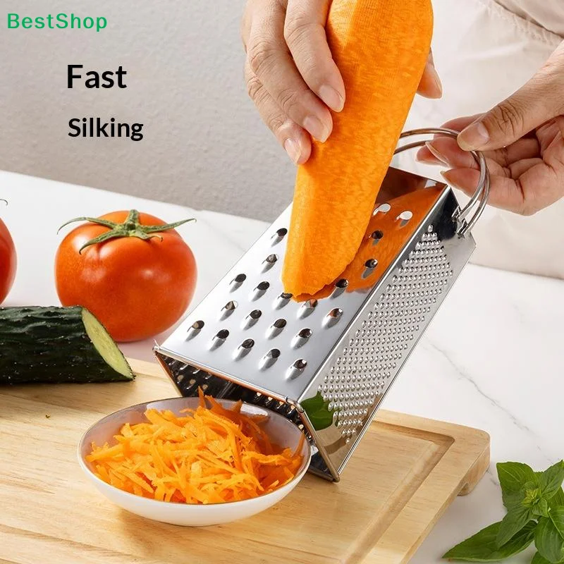 ✔Stainless Steel Grater Multi-functional Thickened Stainless Steel Vegetable Slicer Four-sided Potato Slicer With Hand Guard