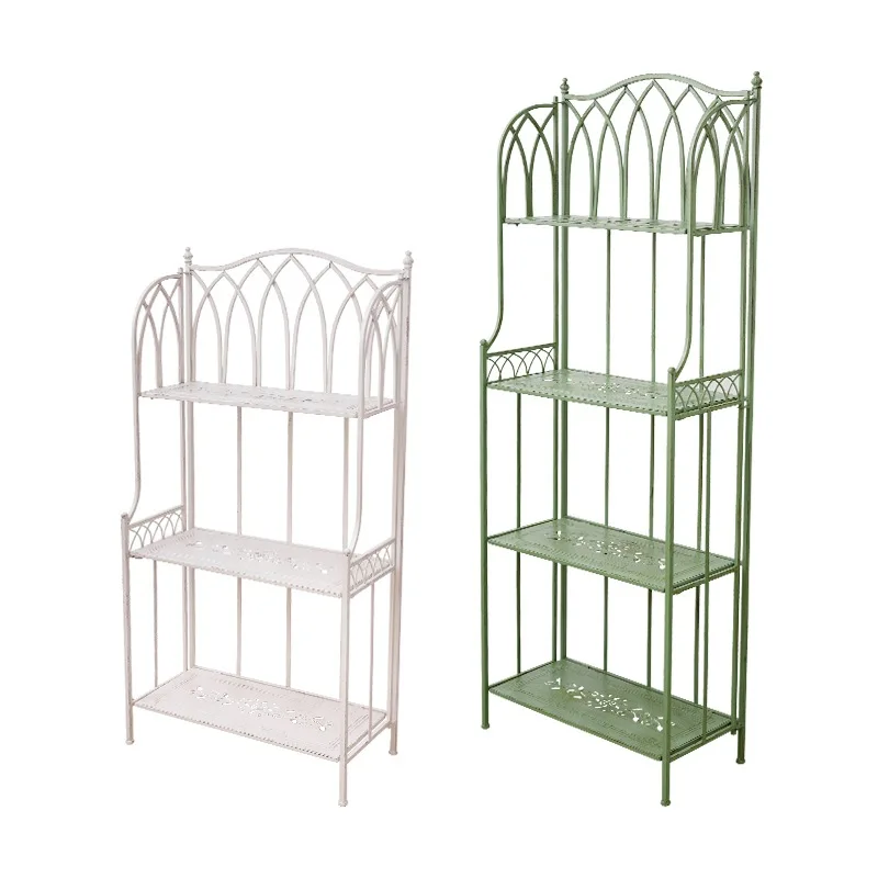 

LH wrought iron balcony simple green plant display stand movable old floor flower stand