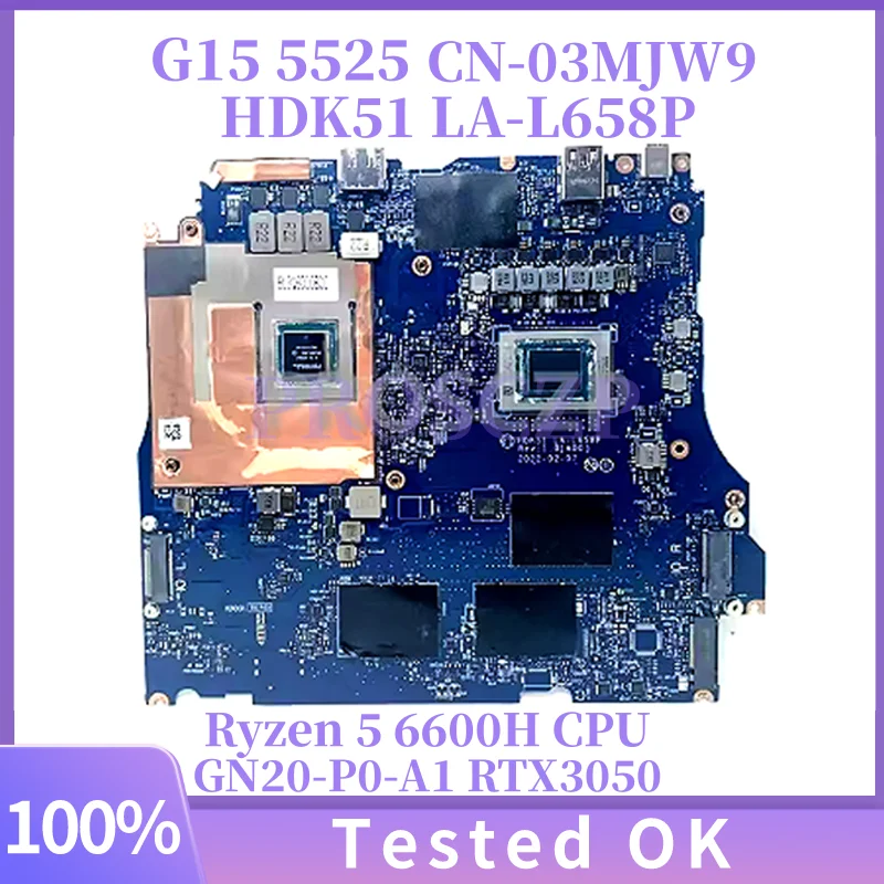 

LA-L658P With Ryzen 5 6600H CPU CN-03MJW9 03MJW9 3MJW9 For DELL G15 5525 Laptop Motherboard GN20-P0-A1 RTX3050 100% Tested Good