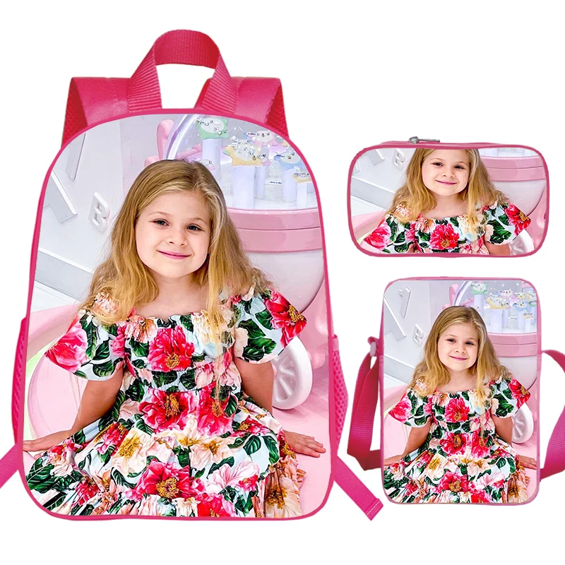 Children's 3pcs Set Backpack Kids Diana Show Prints School Bags Kindergarten Bag Waterproof Preschool Girls Bookbag Kids Gifts