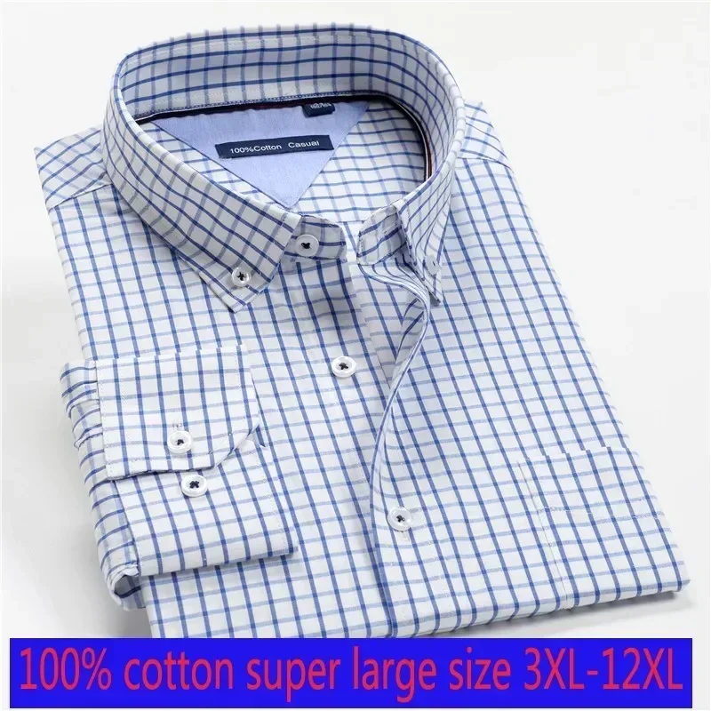 

new arrival Spring autumn men formal Extra Large 100% Cotton long sleeve Shirts high quality plus size 3XL-7XL 8XL 9XL 10XL 12XL