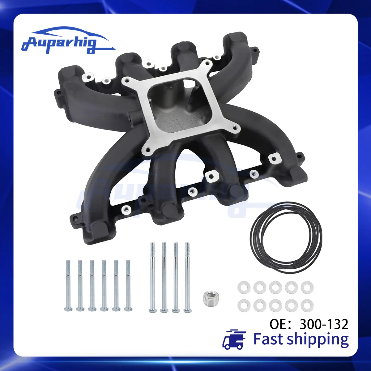 Auparhig LS Single Plane Carbureted Intake Manifold 300-132 300-132BK For GM LS1 LS2 LS6 Cathedral Port 4.8L 5.3L 5.7L 6.0L V8