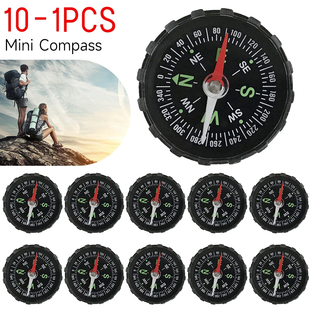 10-1PCS Durable Pocket Compass Portable Thumb Compass ABSCompass For Children Hiking Bousolle Compasses Camping Equipment