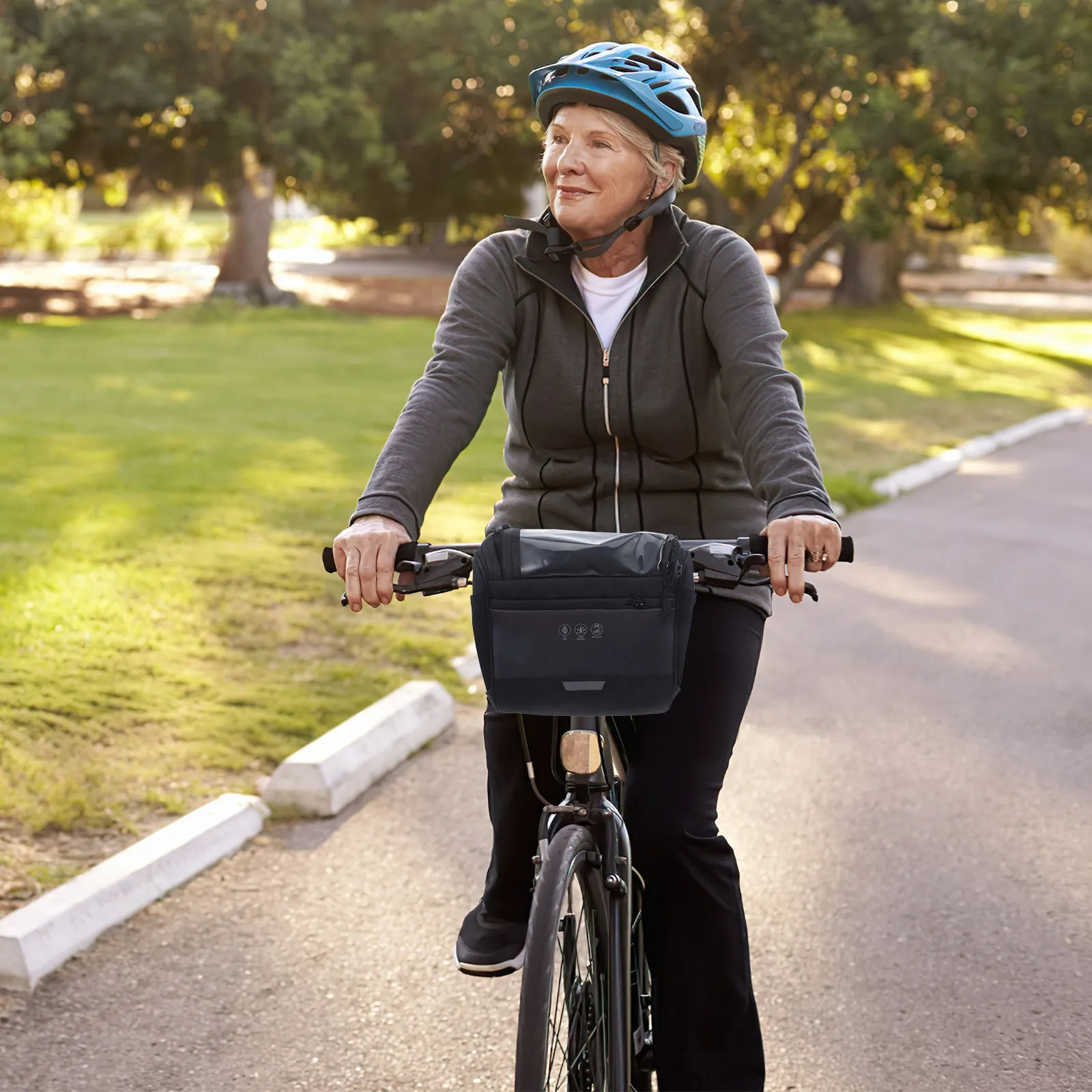 

Bike Handlebar Bag Large Capacity PU Material Cycling Front Frame Bag Phone Holder Mount for Bicycle Electric Scooter Motorcycle