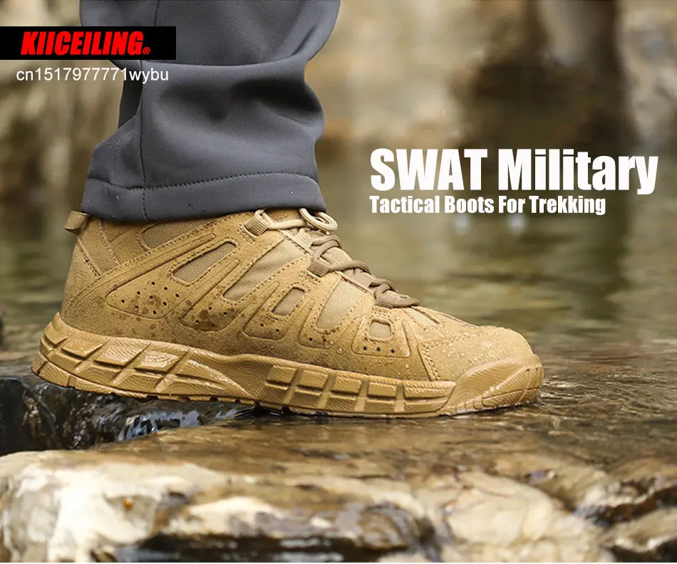 KIICEILING HL, Cow Leather, Mens Boots, Combat Desert Tactical Boots, Safety Shoes, Motorcycle Boots, Boots Men, Shoes for Men