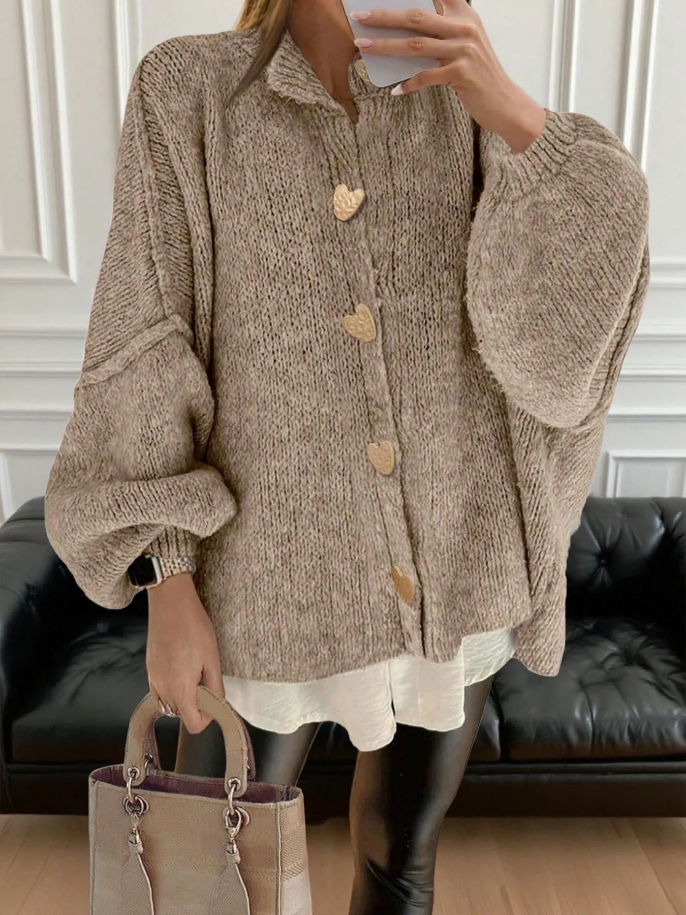 

Женский однотонный вязаный кардиган, модный трикотаж на осень и зиму, свободная и удобная, трикотажная рубашка с длинными рукавами, женская одежда, подходит для повседневного ношения, бизнеса, отпуска и выпускного сезона