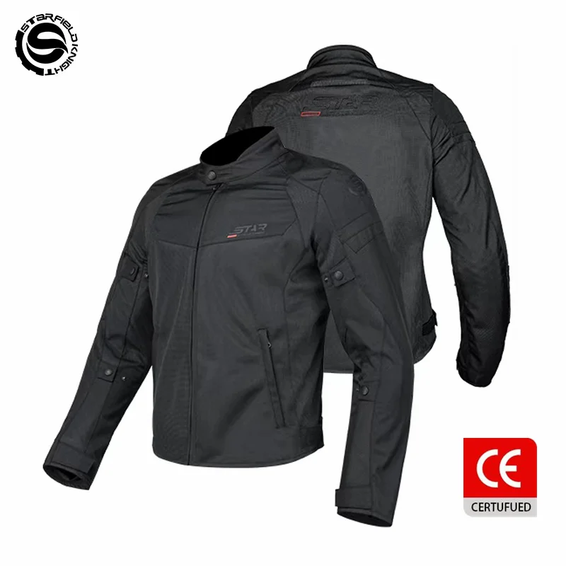 SFK Spring&Summer Mesh Breathable Men's Riding Clothing Motorcycle Jacket Black With CE Armor Body Protective Gears Accessoires