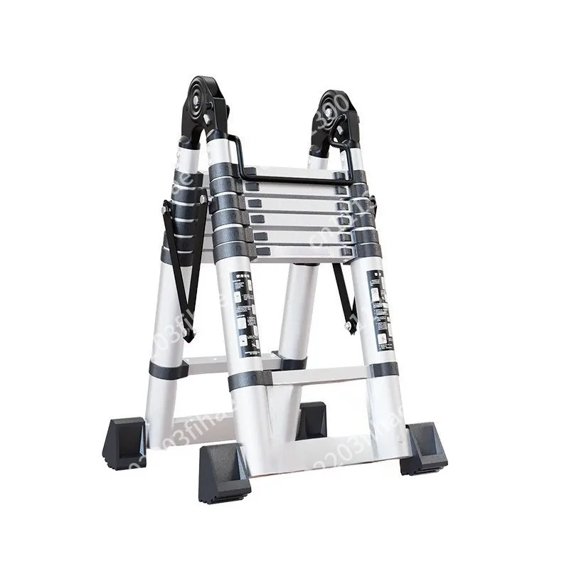 Household folding stainless steel telescopic ladder, multi-functional telescopic ladder, thickened bamboo joint portable
