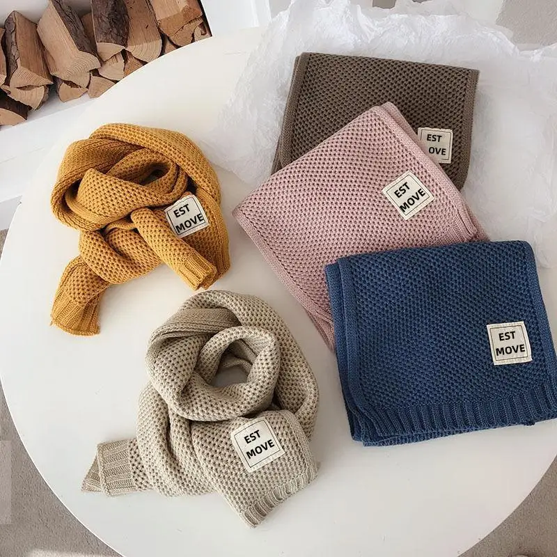 Autumn Winter Scarf For Kids New Fashion Children's Knitted Scarf Baby Accessories Wool Knitting Warm Girl Boy Bufanda 1-12Years