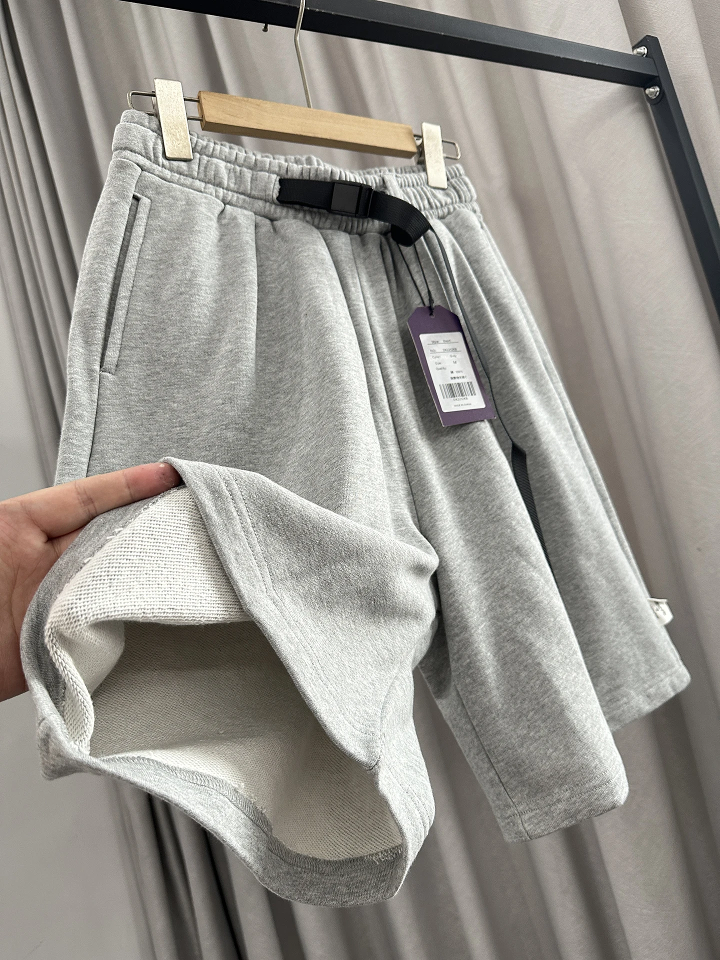 Heavyweight Loop Cotton Shorts Japanese Style Purple Label Summer Men's Buckle Wide Leg Five-Point Functional Sporty Shorts