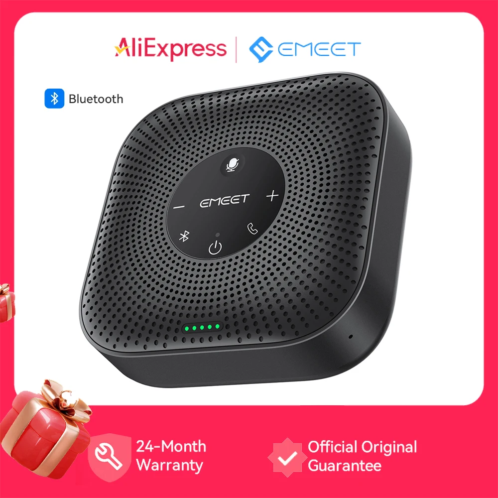 EMEET Altavoz Altavoz de conferencia inalámbrico 360 ° Micrófono de reunión con captación de voz con 4 micrófonos con cancelación de ruido para oficina/hogar