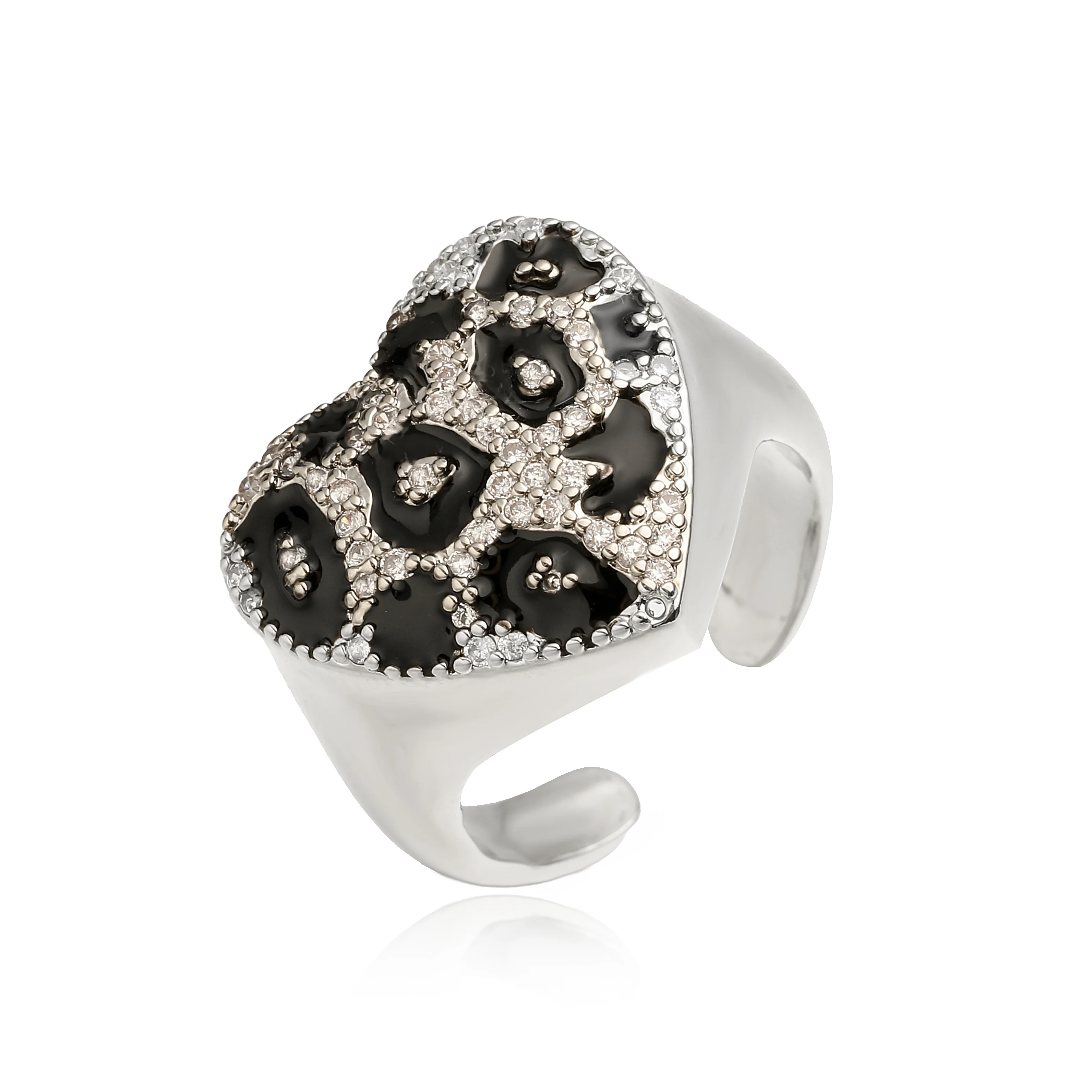 HECHENG, zweifarbiger Ring mit Leopardenmuster, runde Herzform, verstellbarer Schmuck, Unisex, Hip-Hop, Y2K-Zubehör, 1 Stück – Detail 9