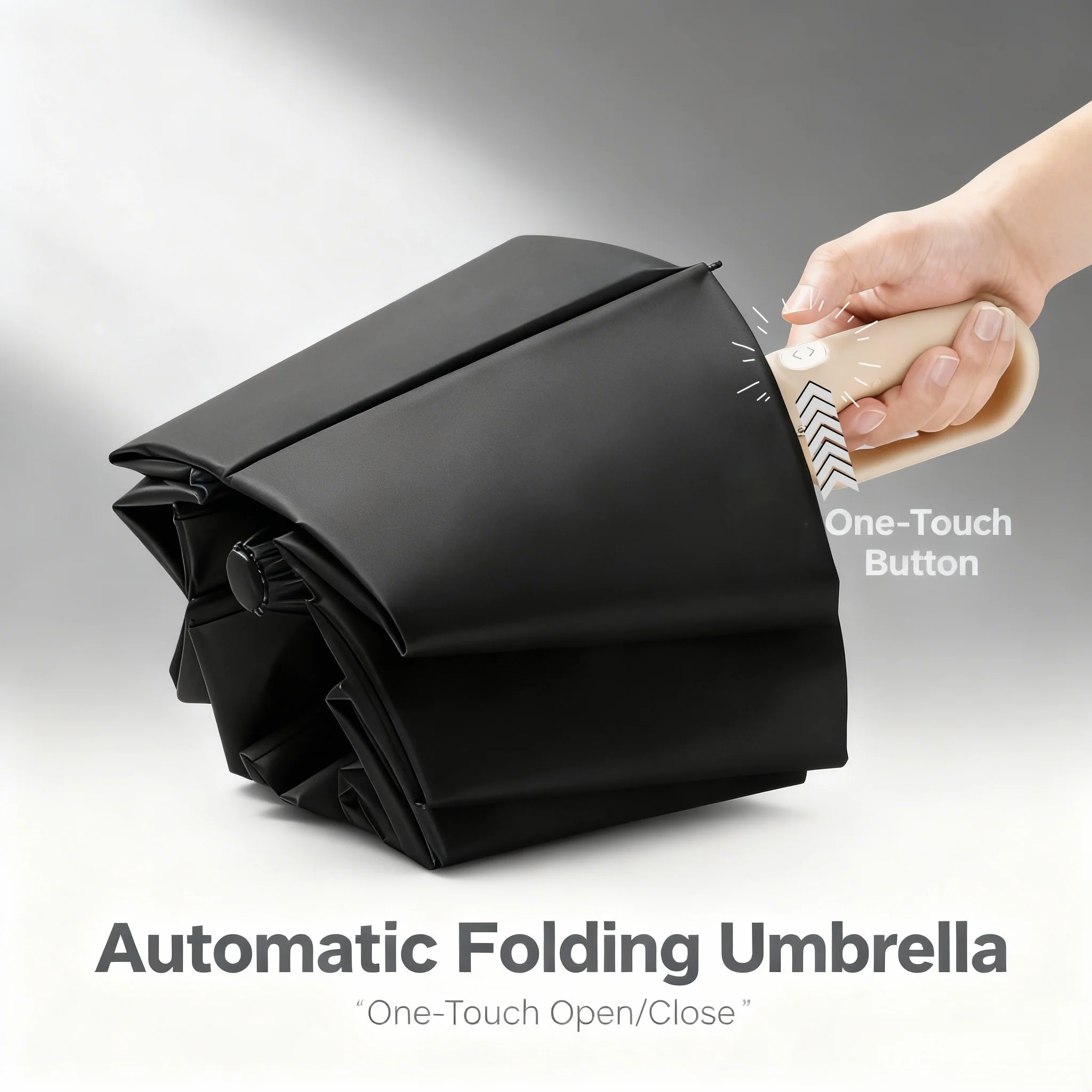 Color-Block Hook-Handle Umbrella; Automatic Umbrella for Sun and Rain; Portable; Hook Design; Versatile Style.