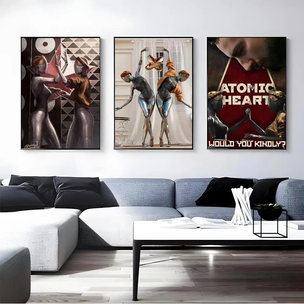 Game Atomic Heart Poster Self-adhesive Art Waterproof Paper Sticker Coffee House Bar Room Wall Decor