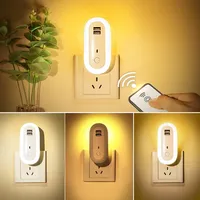 Creative Oval Night Light Bedside Eye Protection Sleep LED Wall Lamp Remote Control Dimming Dual USB Fast Charging Socket Lamp