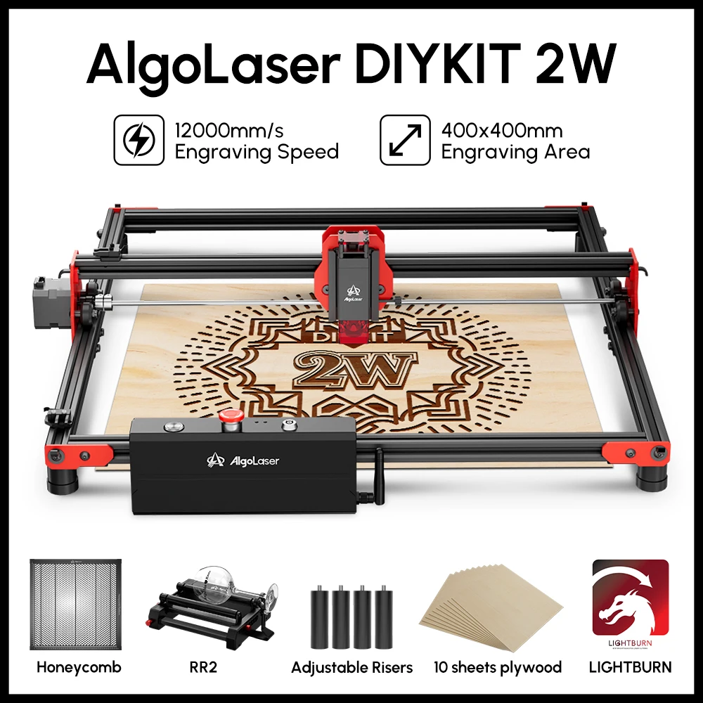 

AlgoLaser DIY 2W Laser Master Engraver Cutter For Beginner 40*40cm Table Woodworking CNC Engraving Cutting Machine Metal Glasses