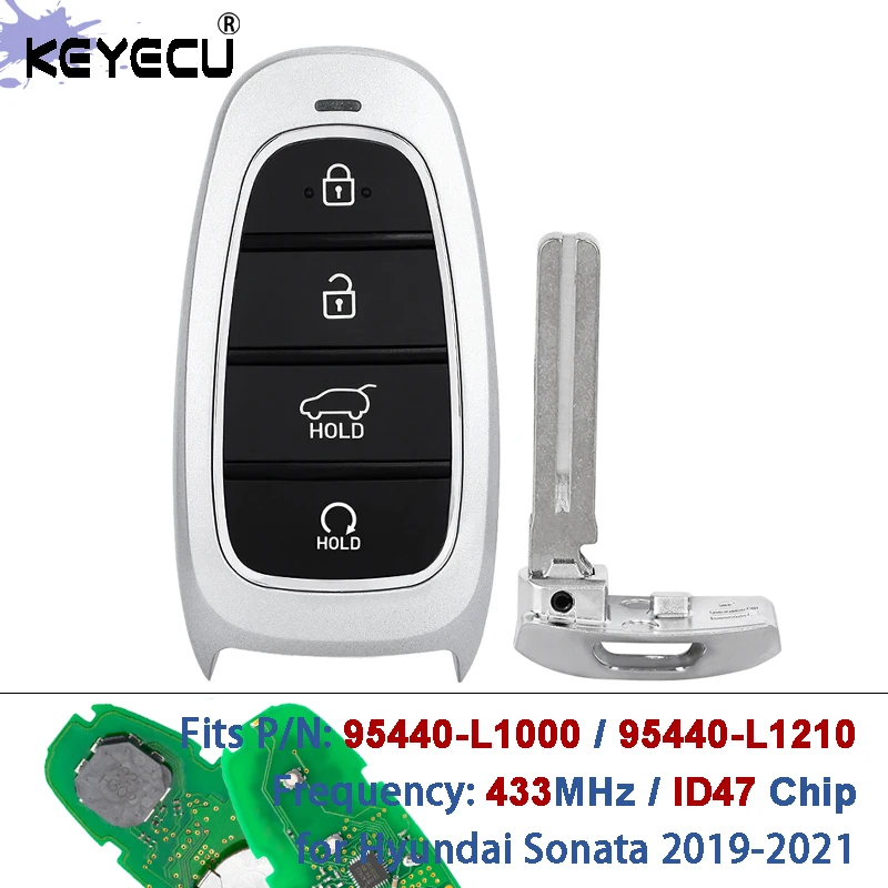 

KEYECU PN: 95440-L1000 95440-L1210 433 МГц ID47 чип TQ8-FOB-4F26 Keyless Go Smart Remote Key Fob для Hyundai Sonata 2019-2021