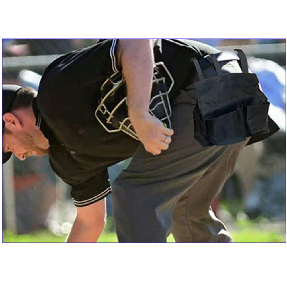 

Baseball Umpire Ball Bag with 2 Pockets Oxford Cloth Umpire Ball Bag Large Capacity Black Umpire Ball Bag Baseball Accessories