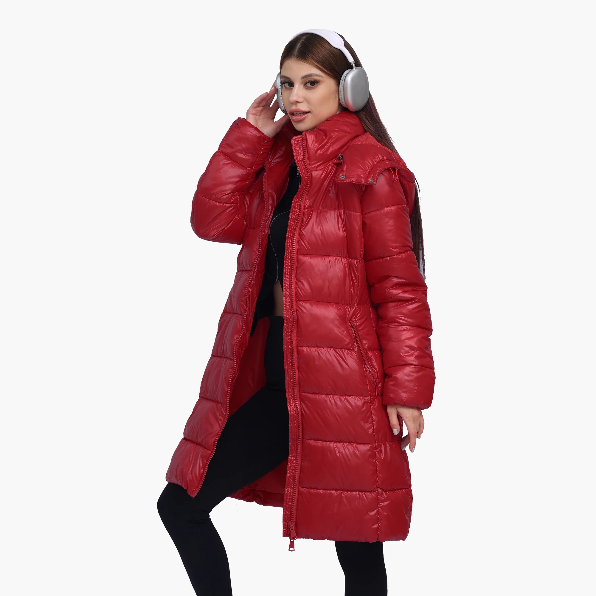 SANTELON Women Winter Long Thick Warm Puffer Jacket Coat With Adjustable Hood Female Fashion Windproof Parka Solid Outerwear