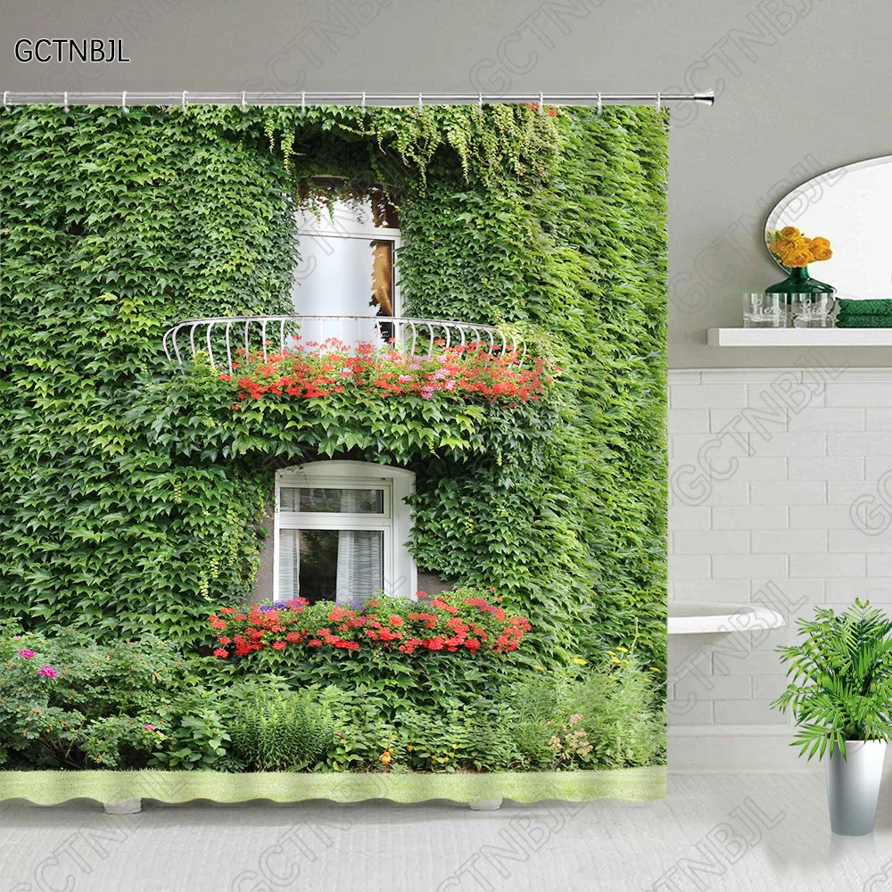 Rural Garden Landscape Shower Curtain Field Forest  Nature Scenery Polyester Fabric Bath Curtain Bathroom Decor Accessories Sets